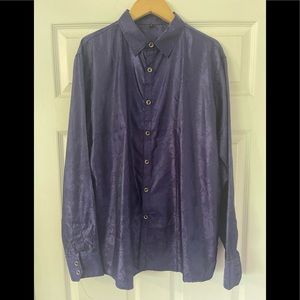 Large Satin Purple long sleeve button down dress shirt.